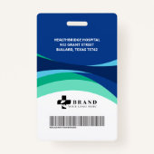 ブルーフローカラフルデザイン医療IDとロゴ バッジ (裏面)