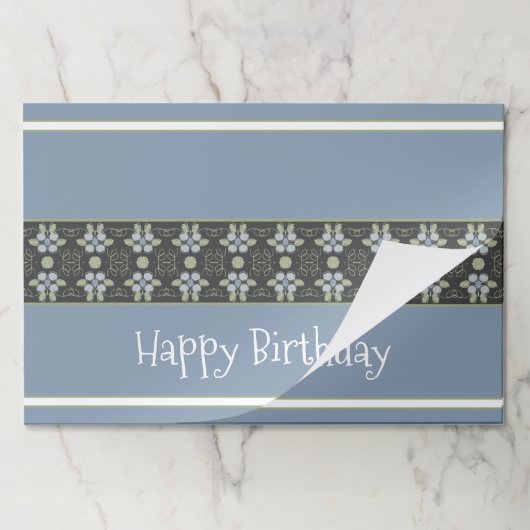 ブルーフローズアート紙ランチョンマット ペーパーパッド (折り畳み)