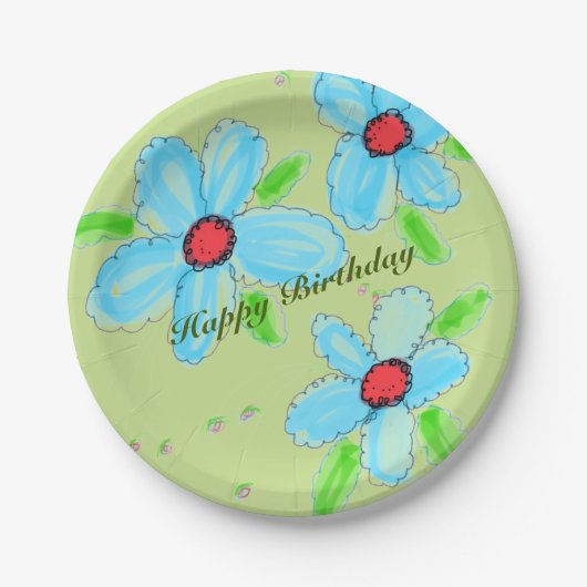 ブルーフローズ紙パーティープレート ペーパープレート (正面)