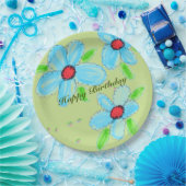 ブルーフローズ紙9インチパーティープレート ペーパープレート (パーティー)