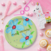 ブルーフローズ紙9インチパーティープレート ペーパープレート (パーティー)