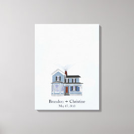 ブルーフローティングホーム指紋認証ゲストブック キャンバスプリント