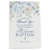 ブルーフローラあじさい植物洗礼のお願い ミディアムペーパーバッグ (正面)