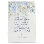 ブルーフローラあじさい植物洗礼のお願い ミディアムペーパーバッグ (裏面)