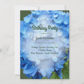 ブルーフローラあじさい誕生日パーティーの招待 招待状 (正面)