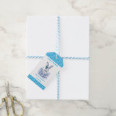 ブルーフローラうさぎ1st誕生日パーティーギフトラベル ギフトタグ (より糸付き)