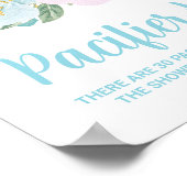 ブルーフローラおしゃぶり狩りベビーシャワーゲームサイン ポスター (角)