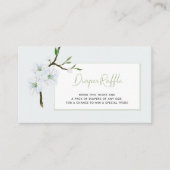 ブルーフローラおむつラッフルチケット男の子のシャワー エンクロージャーカード (正面)