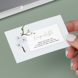 ブルーフローラおむつラッフルチケット男の子のシャワー エンクロージャーカード