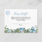 ブルーフローラおむつラッフルベビーシャワー エンクロージャーカード (正面)