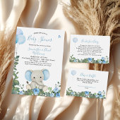 ブルーフローラおむつラッフルベビーシャワー エンクロージャーカード