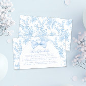 ブルーフローラかわいいボウタイブック男の赤ちゃんシャワー エンクロージャーカード