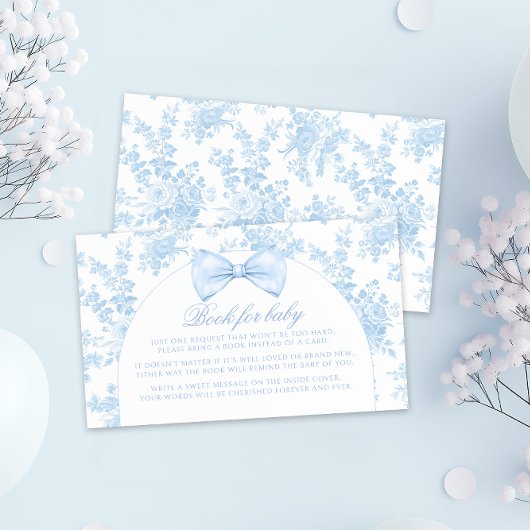 ブルーフローラかわいいボウタイブック男の赤ちゃんシャワー エンクロージャーカード