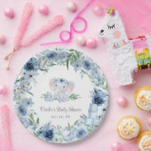 ブルーフローラかわいい象の男の子の赤ちゃんシャワー ペーパープレート (パーティー)