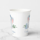 ブルーフローラかわいい象男の赤ちゃんベビーシャワー 紙コップ (右)