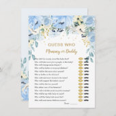 ブルーフローラが誰のベビーシャワーゲームか推測 招待状 (正面/裏面)