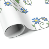 ブルーフローラつる植物包装紙 ラッピングペーパー (ロールコーナー)