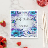 ブルーフローラとバタフライ紙ナプキンス スタンダードランチョンナプキン (インサイチュ)