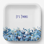 ブルーフローラとバタフライ紙プレート ペーパープレート (正面)