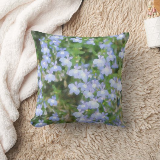 ブルーフローラとブルーストライプ装飾用クッション クッション (ブランケット)