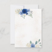 ブルーフローラと金ゴールドベビーシャワーサンキューカード (裏面)