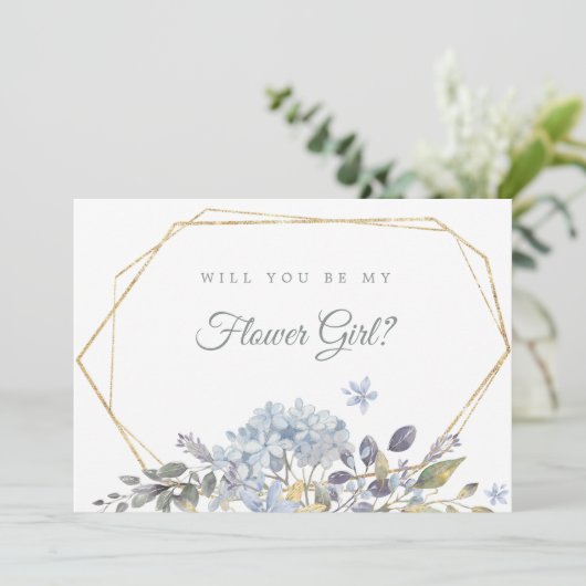 ブルーフローラは私の花ガールカード 招待状 (スタンド正面)