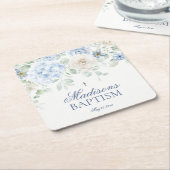 ブルーフローラアジサイ植物学開花バプテスマ スクエアペーパーコースター (アングル)