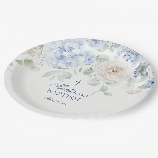 ブルーフローラアジサイ植物学開花バプテスマ ペーパープレート (アングル)