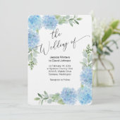 ブルーフローラアジサイ結婚式招待状デザイン 招待状 (スタンド正面)
