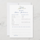 ブルーフローラアドバイス予測ベビーシャワーカード 招待状 (正面)