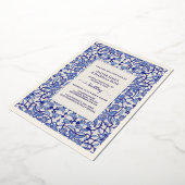 ブルーフローラアラベスク結婚式招待状 – フォイル 箔招待状 (回転した状態)