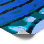 ブルーフローラアンティークボーモダンホ ポスター (角)