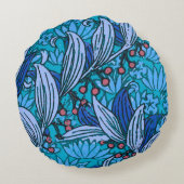 ブルーフローラアンティークボーモダンホ ラウンドクッション (裏面)