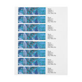 ブルーフローラアンティークボーモダンホ ラップアラウンド宛名ラベル (シート)