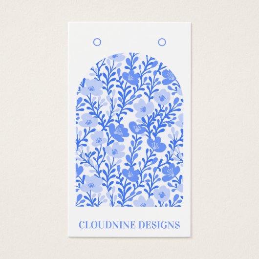 ブルーフローラアーチイヤリングジュエリー表示カード (正面)