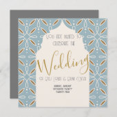 ブルーフローラアーチインドインスパイア – ウェディング招待 招待状 (正面/裏面)