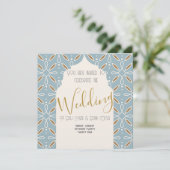 ブルーフローラアーチインドインスパイア – ウェディング招待 招待状 (スタンド正面)