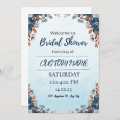 ブルーフローラアーチサマーブライダルシャワー招待 招待状 (正面/裏面)