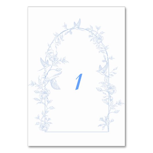 ブルーフローラアーチフレーム結婚ズ テーブルナンバー (正面)