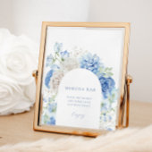 ブルーフローラアーチブライダルシャワーミモサバーサイン ポスター