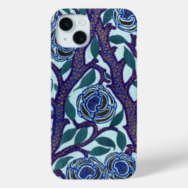 ブルーフローラアールデコプリント再生byセギー iPhone 15 miniケース