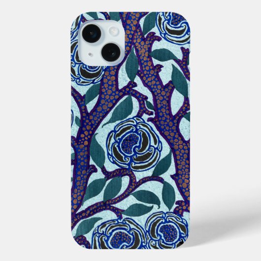 ブルーフローラアールデコプリント再生byセギー Case-Mate iPhoneケース (裏面)