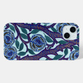 ブルーフローラアールデコプリント再生byセギー Case-Mate iPhoneケース (裏面 (横))