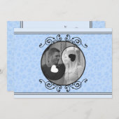 ブルーフローライン&ヤンフォト結婚式招待状 招待状 (正面/裏面)