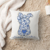 ブルーフローライースターバニーコケット クッション (ブランケット)