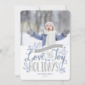 ブルーフローラウィムシーホリデーフォトカード シーズンカード (正面)