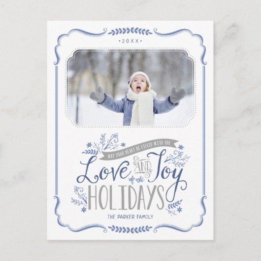 ブルーフローラウィムシーホリデーフォトポストカード シーズンポストカード (正面)