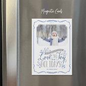 ブルーフローラウィムシー磁気ホリデーフォトカード