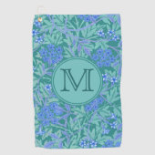 ブルーフローラウィリアムカスタムモリスイニシャルレディース ゴルフタオル (正面)