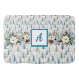 ブルーフローラウィンターツリーフォレスト バスマット